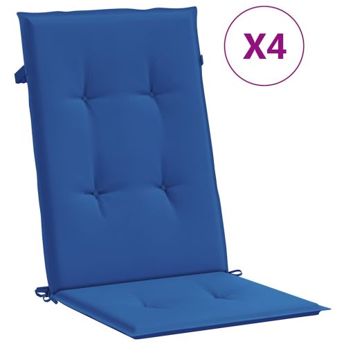 Възглавници за столове 4 бр кралско сини 120x50x3 см плат