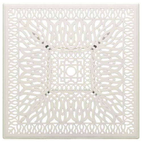 Градинска маса, бяла, 90x90x73 см, лят алуминий