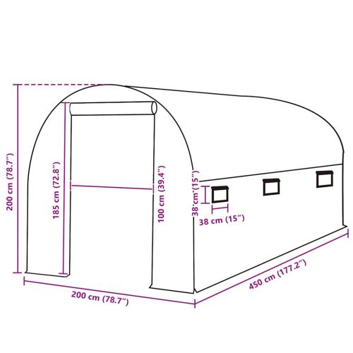 Резервно покривало за парник (9 м²), 200x450x200 см, зелено