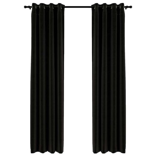 Затъмняващи завеси, имитация лен, 2 бр, антрацит, 140x245 см