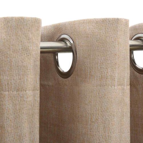 Затъмняващи завеси имитация лен с отвори 2 бр бежови 140x245 см