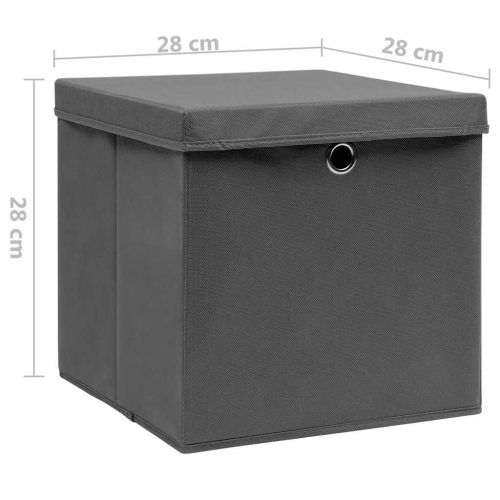 Кутии за съхранение с капаци 10 бр 28x28x28 см черни