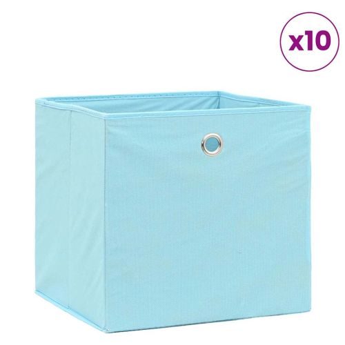 Кутии за съхранение 10 бр нетъкан плат 28x28x28см бебешко синьо