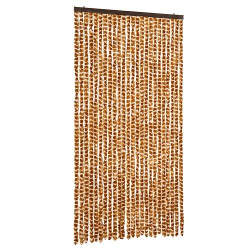 Завеса против насекоми, охра и бяло, 100x220 см, шенил