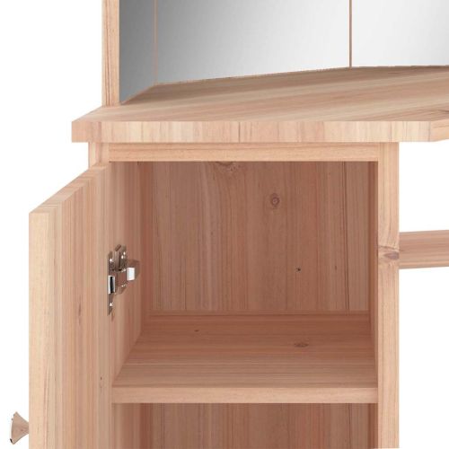 Ъглова тоалетка с LED, дъб, 111x54x141,5 см