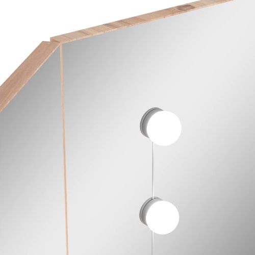 Ъглова тоалетка с LED, дъб, 111x54x141,5 см