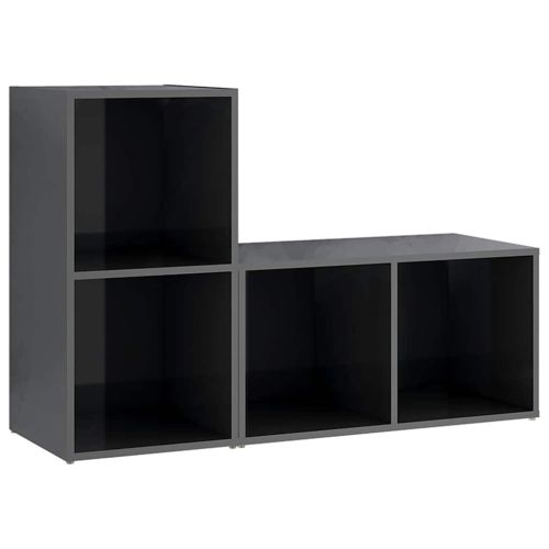 ТВ шкафове, 2 бр, сив гланц, 72x35x36,5 см, инженерно дърво