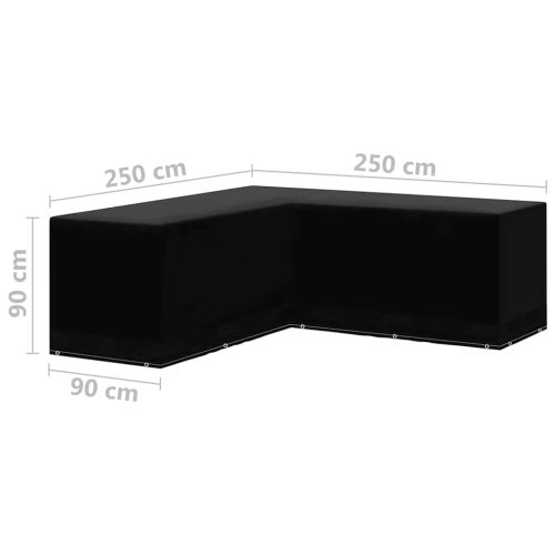 Калъфи за градински мебели 2 бр ъглови 12 капси 250x250x90 см
