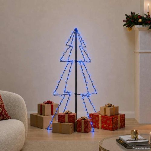 Коледна елха конус, 160 LED, за закрито и открито, 78x120 см