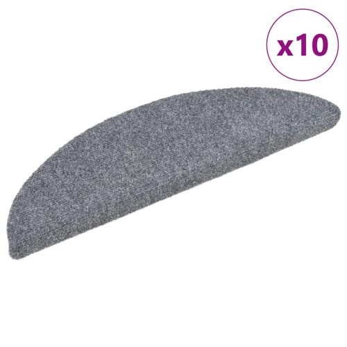 Самозалепващи се постелки за стълби, 10 бр., 56x17x3 см, светлосиви, полукръгли