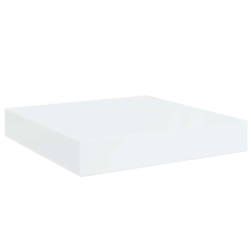 Окачени стенни рафтове, 2 бр, бял гланц, 23x23,5x3,8 см, МДФ
