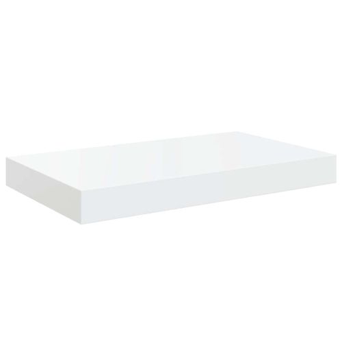 Окачени стенни рафтове, 2 бр, бял гланц, 40x23,5x3,8 см, МДФ