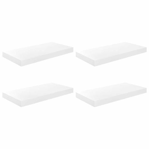 Окачени стенни рафтове, 4 бр, бял гланц, 50x23,5x3,8 см, МДФ