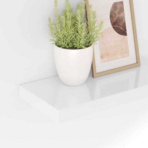 Окачени стенни рафтове, 4 бр, бял гланц, 50x23,5x3,8 см, МДФ