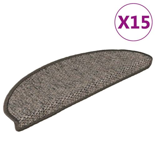 Стелки за стълби сизалена визия 15 бр 65x21x4 см сиво-бежови