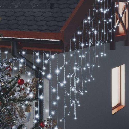 LED завеса ледени висулки 10 м 400 LED студено бяло 8 режима