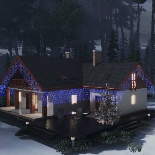 LED завеса ледени висулки 10 м 400 LED синя 8 режима