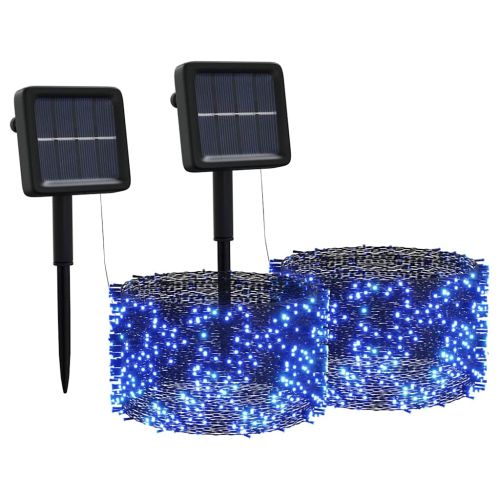 Соларни лампички 2 бр 2х200 LED сини за закрито/открито