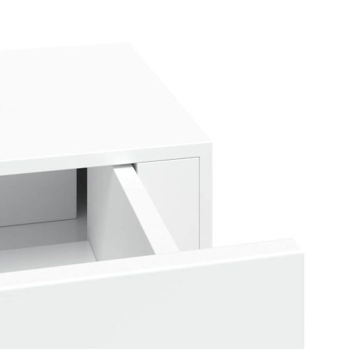Стенни рафтове с чекмеджета, 2 бр, бели, 40x23,5x10 см, МДФ