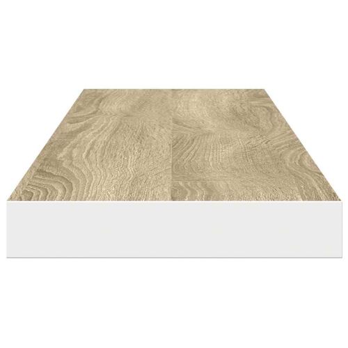 Окачени стенни рафтове, 4 бр, дъб и бял, 120x23,5x3,8 см, МДФ