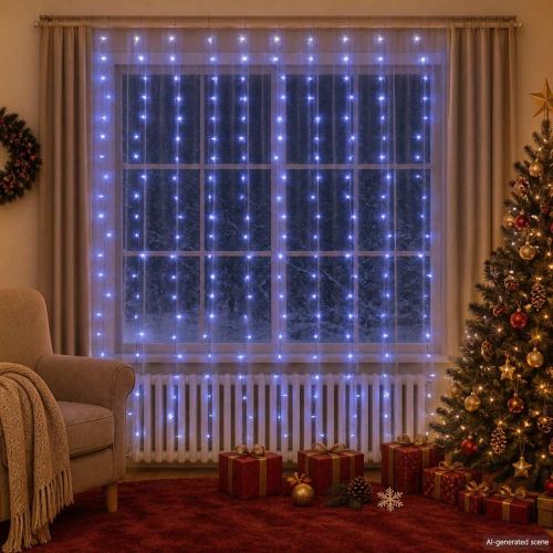 LED светеща завеса 3х3 м 300 LED синя 8 режима