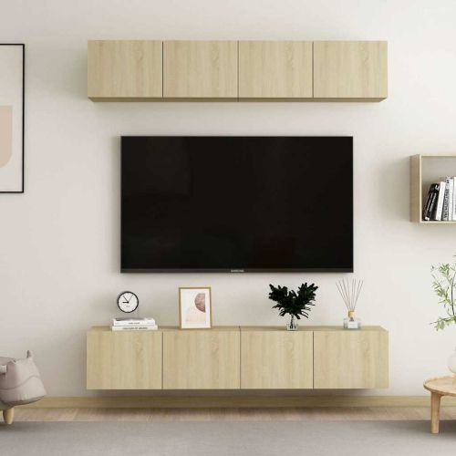 ТВ шкафове, 4 бр, дъб сонома, 80x30x30 см, инженерно дърво