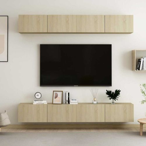 ТВ шкафове, 4 бр, дъб сонома, 100x30x30 см, инженерно дърво