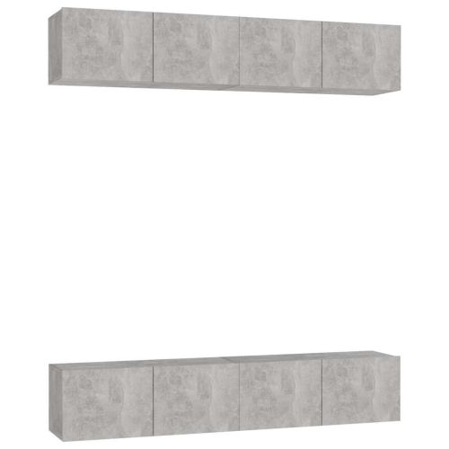 ТВ шкафове, 4 бр, бетонно сиви, 80x30x30 см, инженерно дърво