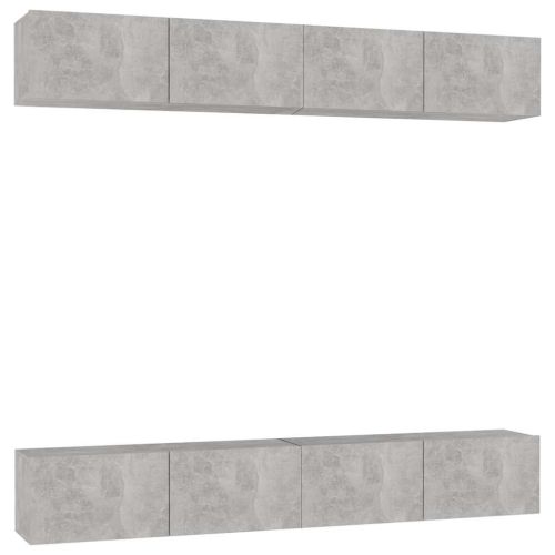 ТВ шкафове, 4 бр, бетонно сиви, 100x30x30 см, инженерно дърво