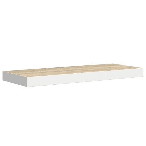 Окачени стенни рафтове, 4 бр, дъб и бял, 60x23,5x3,8 см, МДФ