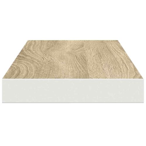 Окачени стенни рафтове, 4 бр, дъб и бял, 60x23,5x3,8 см, МДФ