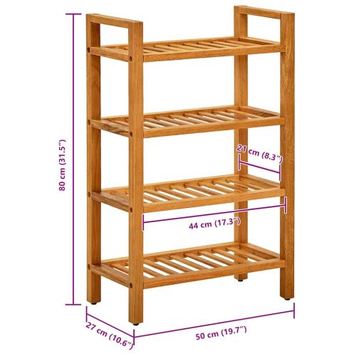 Поставка за обувки с 4 рафта, 50x27x80 см, дъбов масив