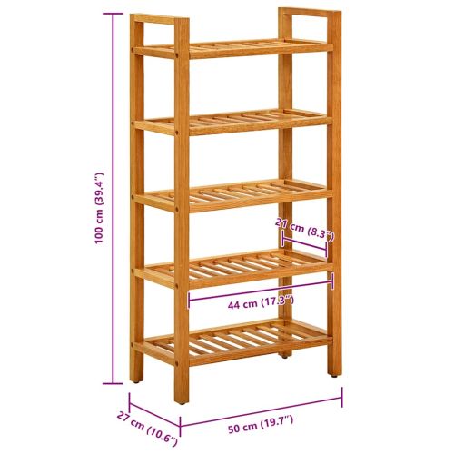 Поставка за обувки с 5 рафта, 50x27x100 см, дъбов масив