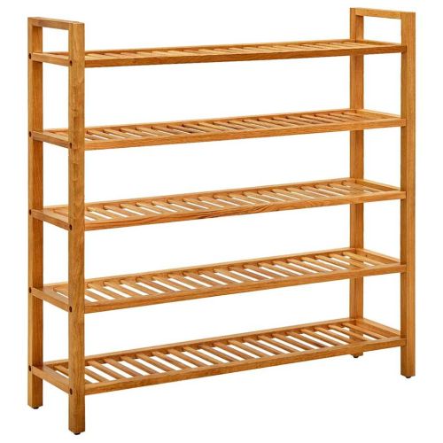 Поставка за обувки с 5 рафта, 100x27x100 см, дъбов масив