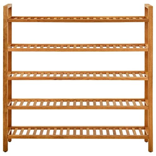 Поставка за обувки с 5 рафта, 100x27x100 см, дъбов масив