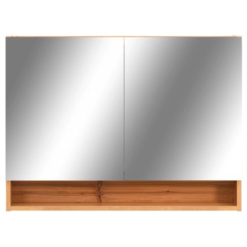Шкаф с LED огледало за баня, дъб, 80x15x60 см, МДФ
