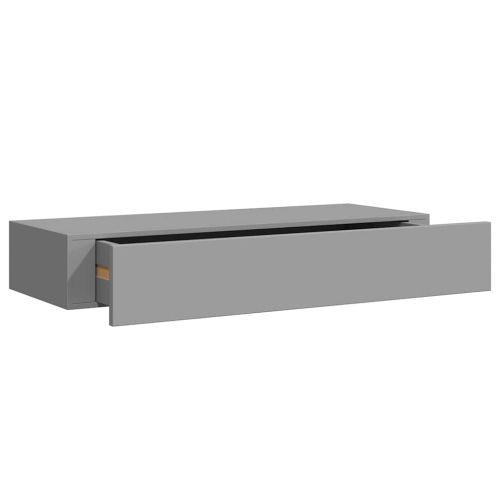 Стенни рафтове с чекмеджета, 2 бр, сиви, 60x23,5x10 см, МДФ