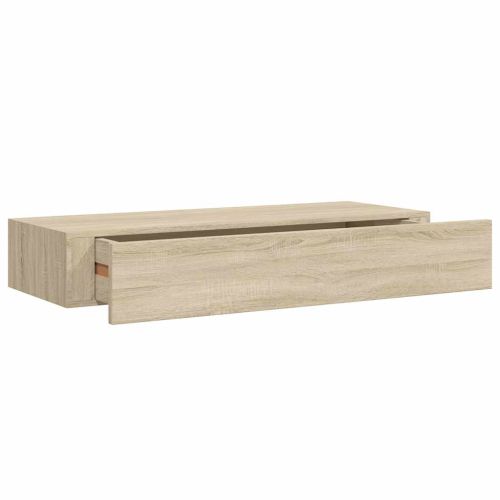 Стенни рафтове с чекмеджета, 2 бр, дъб, 60x23,5x10 см, МДФ