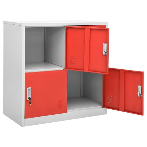 Заключващ се шкаф, светлосиво и червено, 90x45x92,5 см, стомана