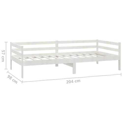 Дневно легло с матрак, 90x200 см, бяло, борово дърво масив