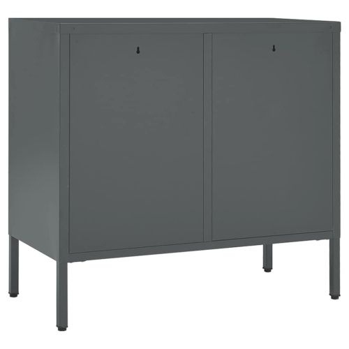 Бюфет, антрацит, 75x35x70 см, стомана и закалено стъкло