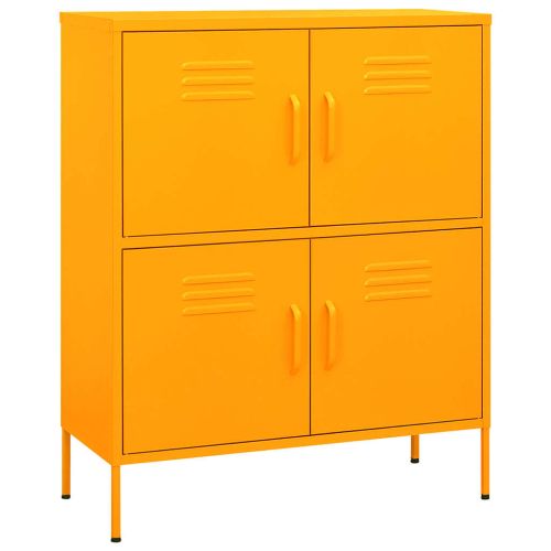 Шкаф за съхранение, горчица, 80х35х101,5 см, стомана