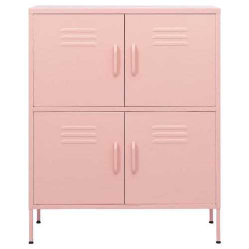 Шкаф за съхранение, розов, 80х35х101,5 см, стомана