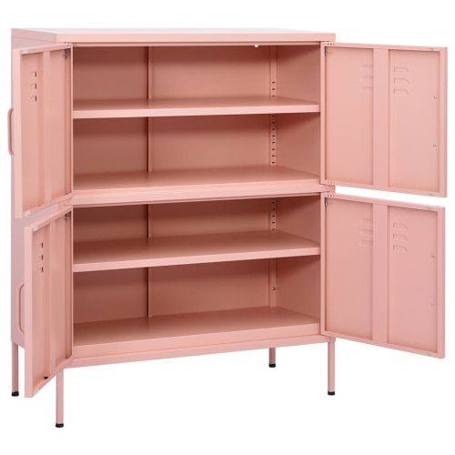 Шкаф за съхранение, розов, 80х35х101,5 см, стомана