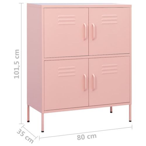 Шкаф за съхранение, розов, 80х35х101,5 см, стомана