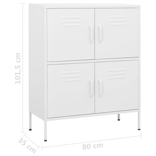 Шкаф за съхранение, бял, 80х35х101,5 см, стомана