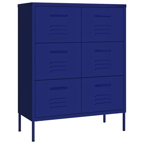 Шкаф с чекмеджета, нейви синьо, 80х35х101,5 см, стомана