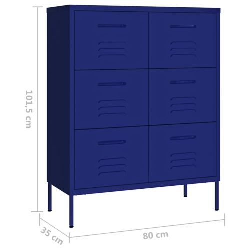 Шкаф с чекмеджета, нейви синьо, 80х35х101,5 см, стомана