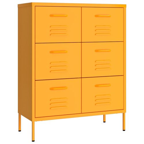 Шкаф с чекмеджета, горчица, 80х35х101,5 см, стомана