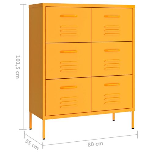 Шкаф с чекмеджета, горчица, 80х35х101,5 см, стомана